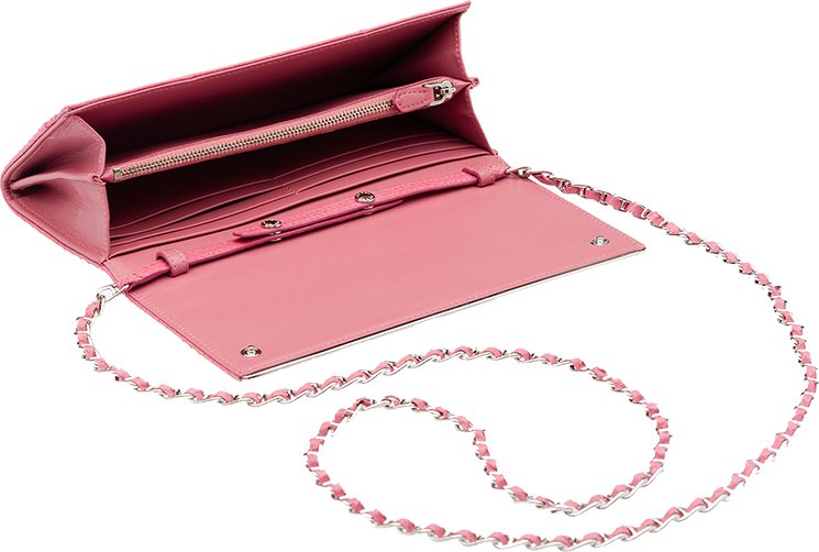 What Goes Around Comes Around Prada Pink Saffiano Wallet on Chain