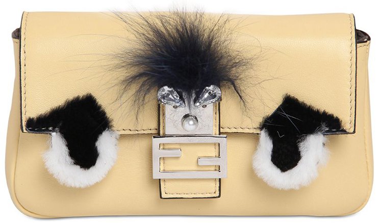 Fendi Micro Baguette Fur-Trimmed Shoulder Bag | Bragmybag