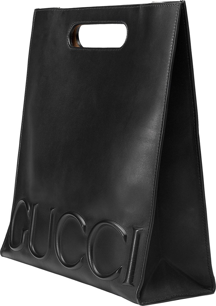 black leather gucci tote