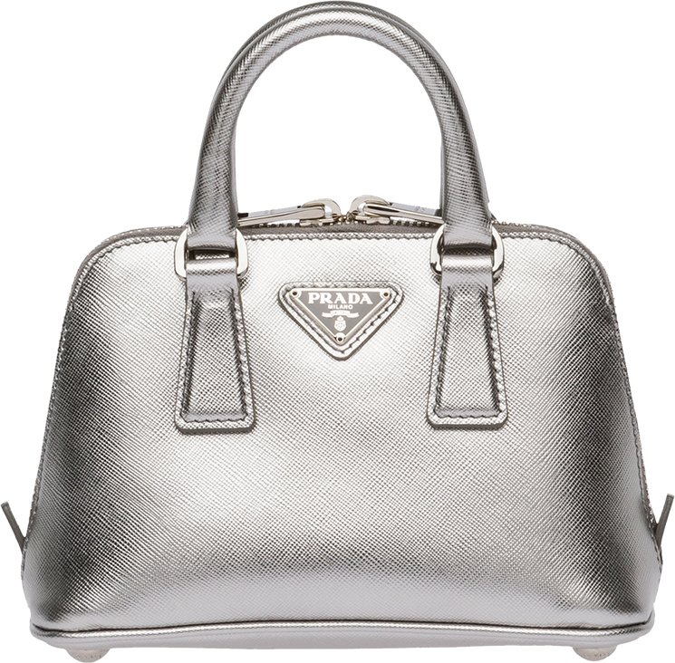 Prada Pattina Saffiano Leather Travel Bag Ivory in Leather with Silver-tone  - GB