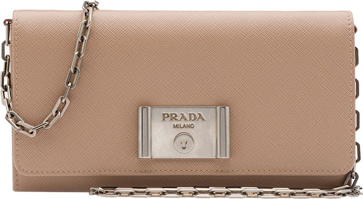 Prada-Saffiano-Lock-leather-flap-wallet-on-chain-2