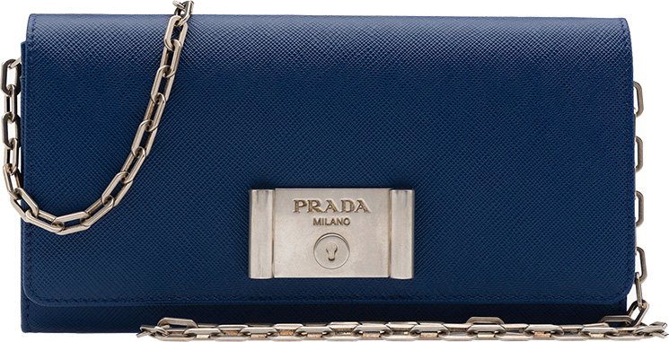 Prada-Saffiano-Lock-leather-flap-wallet-on-chain-3