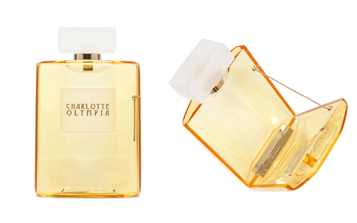 charlotte olympia perfume bottle clutch in yellow 1