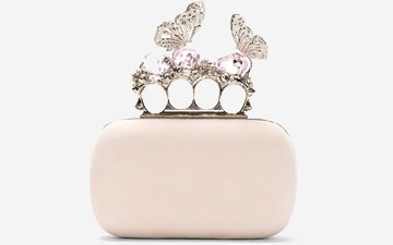 Alexander McQueen Pink Butterfly Crystal Knucklebox Clutch thumb