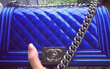 Chanel Metallic Boy Bag blue thumb