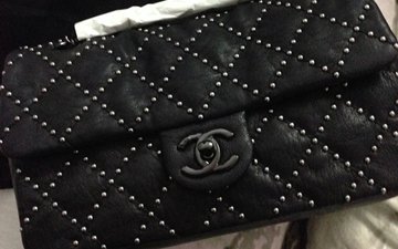 Chanel Studded Flap Bag Black thumb