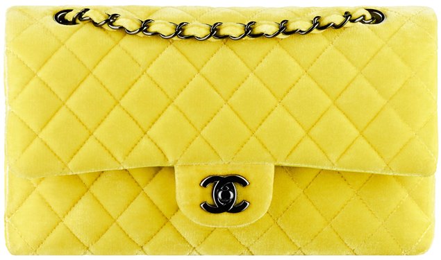Chanel FW14 Yellow Velvet Flap Bag · INTO