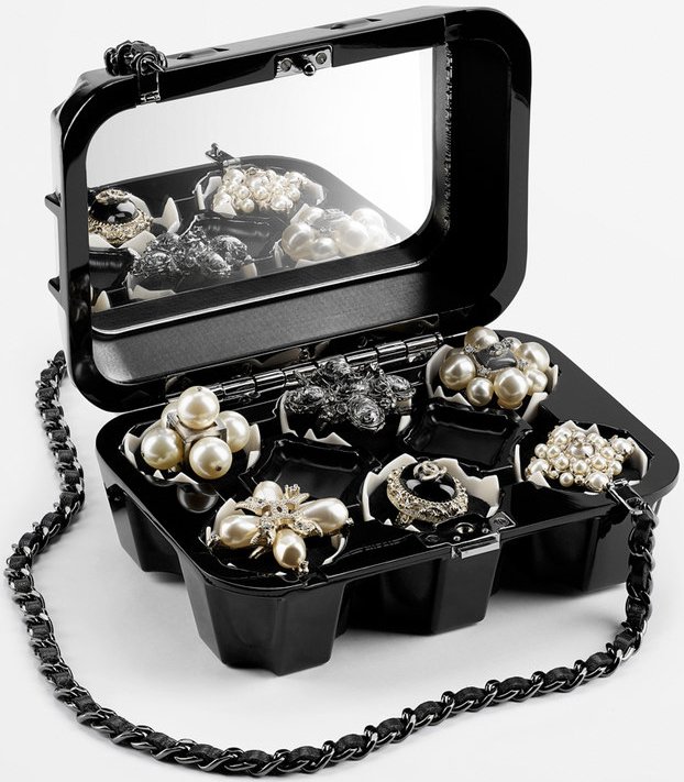 Chanel Black Egg Box Jewellery Bag at 1stDibs