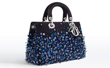 Small Diorrismo Tote Embroidered With Blue Flowers thumb