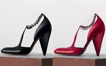 Celine Tango Chain Ankle Strap Pump in Red Patent Calfskin thumb