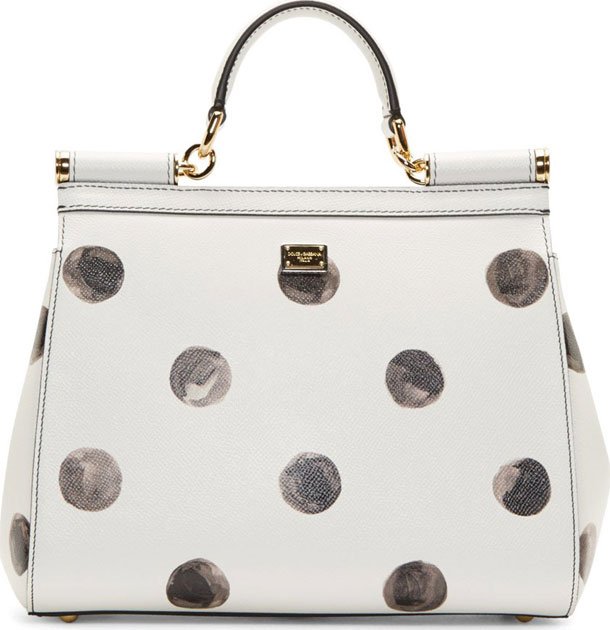 Dolce And Gabbana Miss Sicily Bag in White Polka Dots | Bragmybag