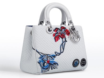 SMALL DIORISSIMO BAG QUILTED AND EMBROIDERED WHITE CALFSKIN thumb