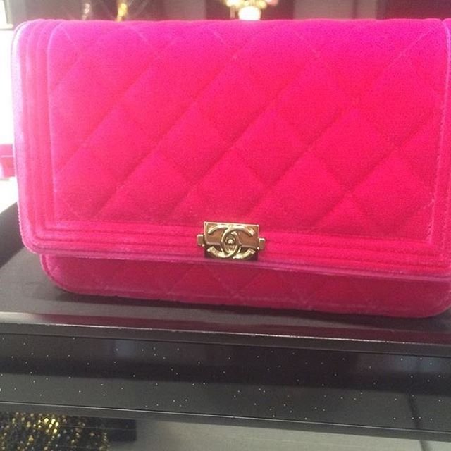 Chanel Pink Boy Diamond Quilted Wallet on Chain