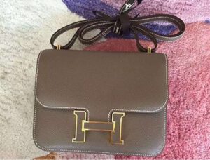Hermes Small Constance Bag with Leather Logo And Golden Edges | Bragmybag