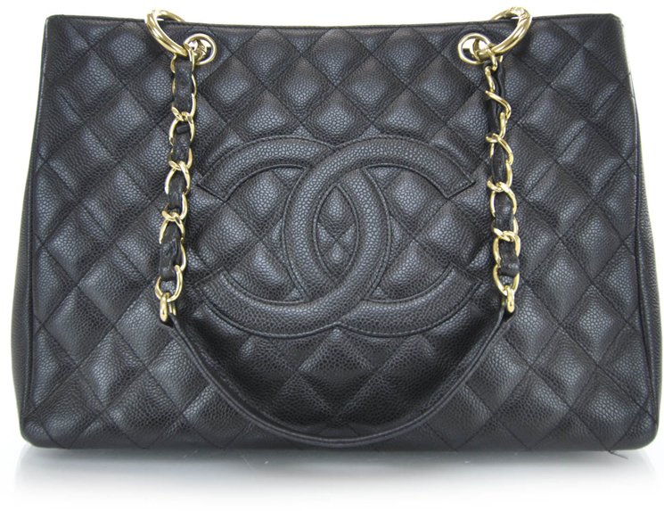 caviar quilted grand shopping tote gst black