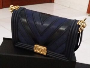 Shopping With Moon: Boy Chanel Chevron Flap Bag in Navy Blue | Bragmybag