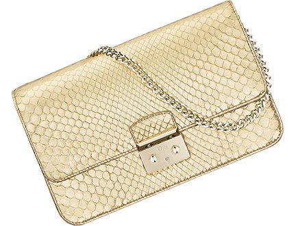 Miss Dior Golden Metal Python Promenade Pouch with Chain thumb