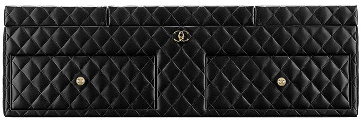 CHANEL Lambskin Quilted Foldable Jewelry Box With Chain Black 1308436