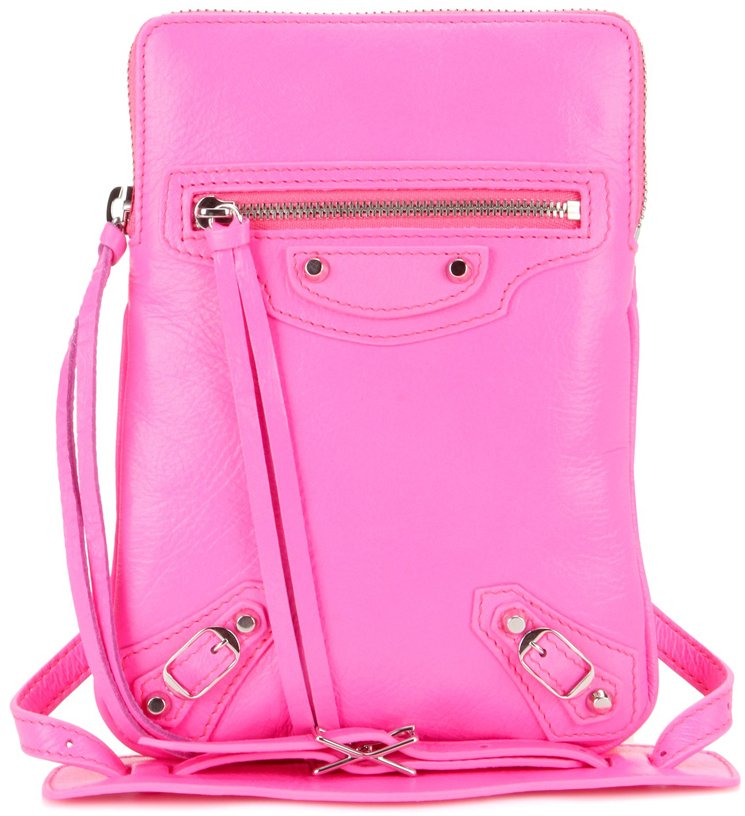 Shopping phone holder leather mini bag Balenciaga Pink in Leather  31650080