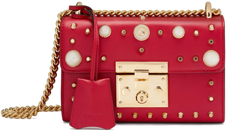 Gucci-Pearl-Studded-Padlock-Bag-Red
