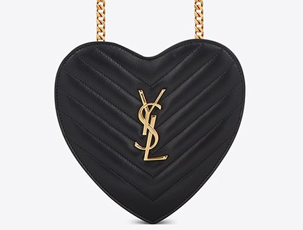 SAINT LAURENT Love Bag D Small LOVE Heart Chain Bag in Black