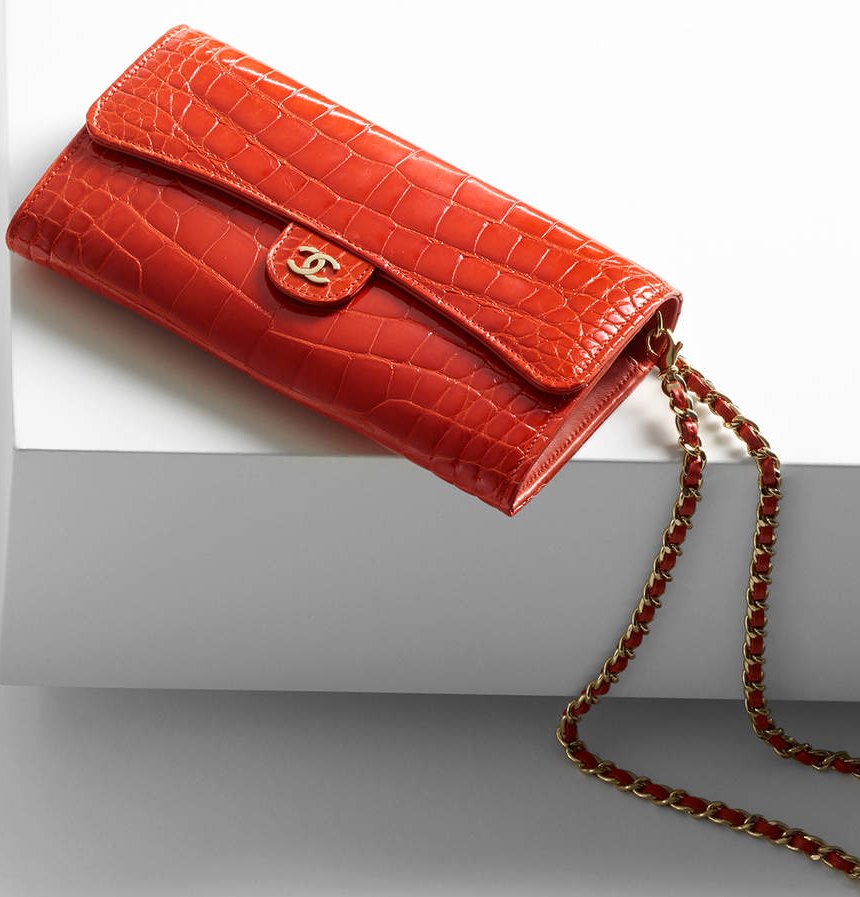 Chanel-Alligator-Long-Wallet-With-Chain