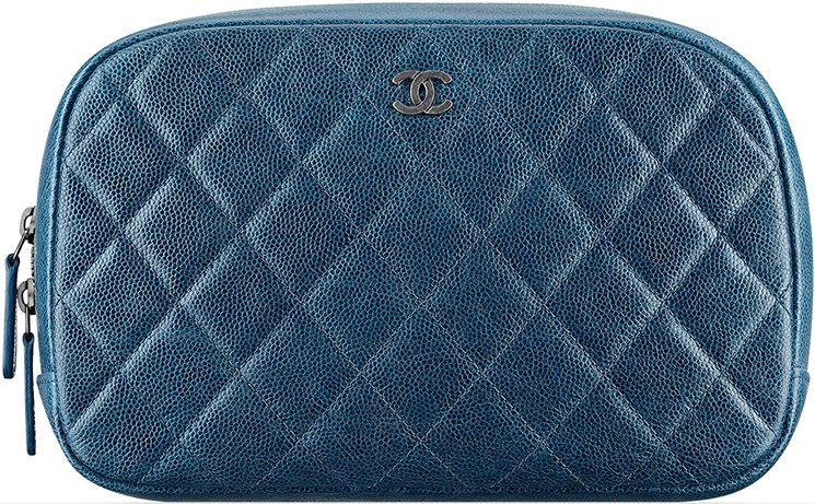 CHANEL Lambskin Quilted Small Curvy Pouch Cosmetic Case Black 1284908