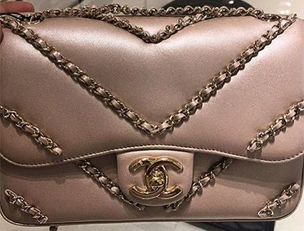 A Closer Look At Chanel Chevron Chained Flap Bag thumb