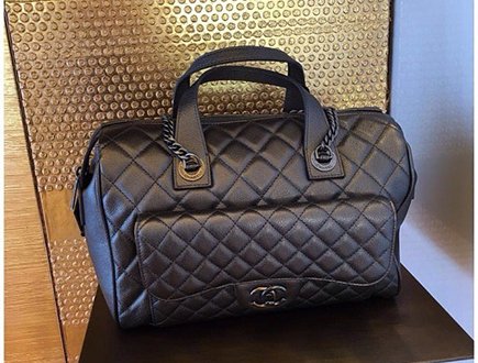 A Closer Look Chanel Quilted Bowling Bag with Front Pocket thumb