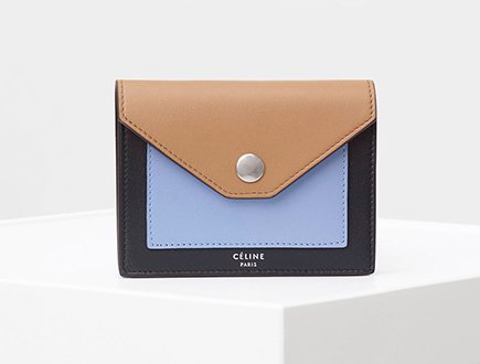 Celine Pocket Card Holder Almond in Leather with Gold-tone - GB