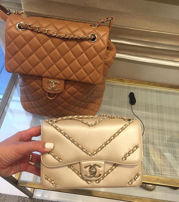 Chanel Chevron Chained Flap Bag