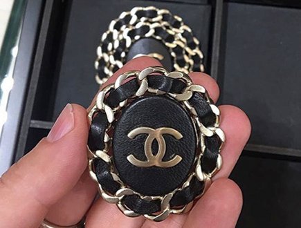 Chanel Leather Woven Chain Earrings thumb