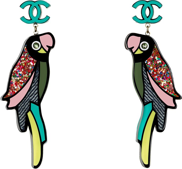 Chanel Cuba Parrots CC Earrings