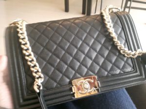 Shopping With Risa: New Medium Boy Chanel Quilted Bag with White Gold ...