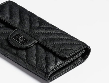 Chanel All Black Reissue 2.55 Double Chevron Flap Wallet thumb