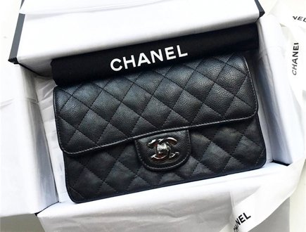Chanel All Black Chevron Rectangle Mini Flap Bag thumb