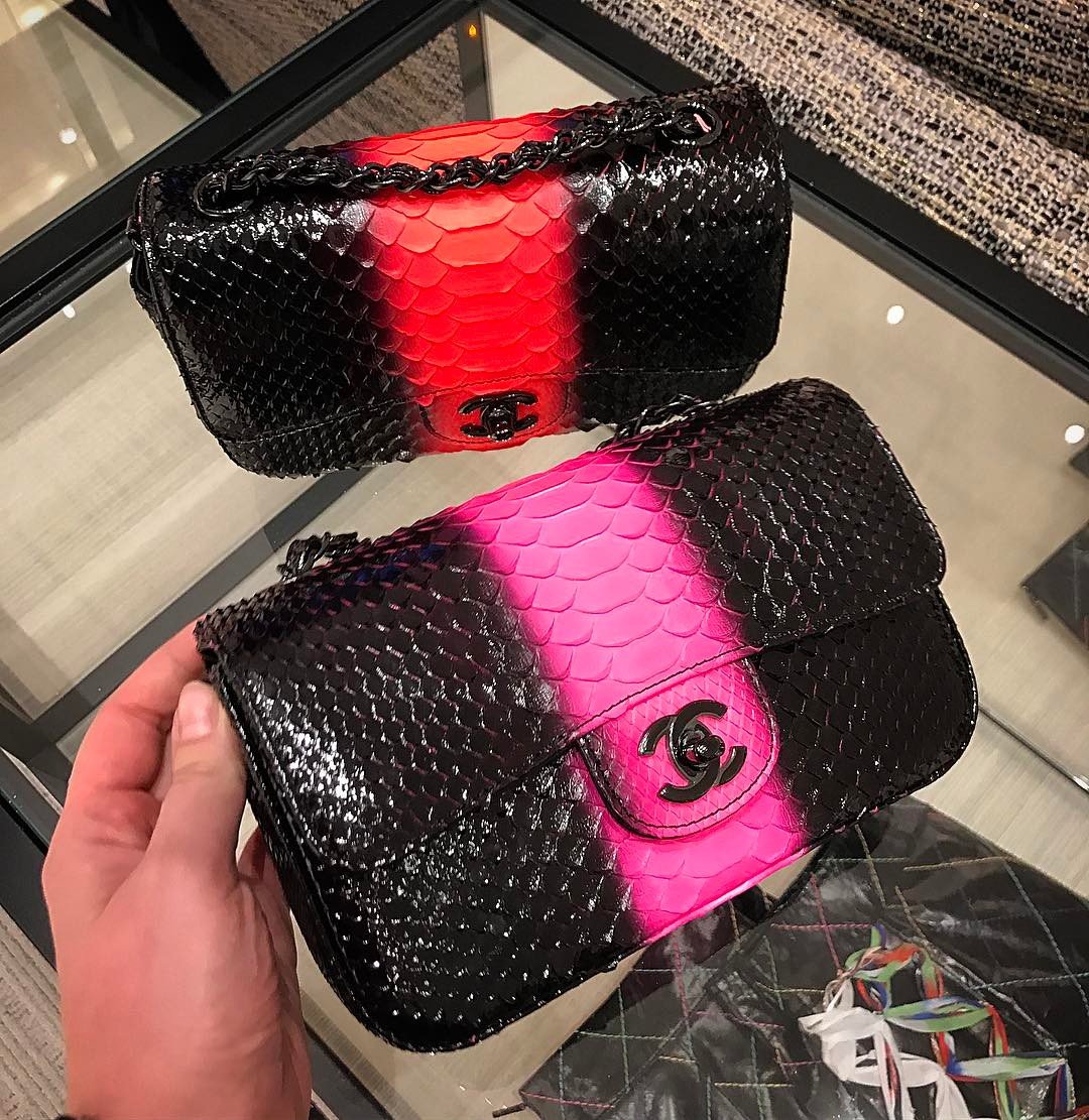 Chanel Quilted Python Classic Single Flap Bag — MISS LULALA