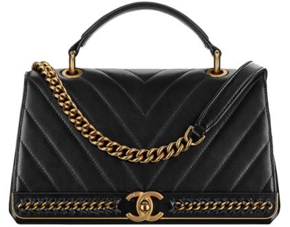 Chanel Chevron Stitched Chain Top Handle Flap Bag | Bragmybag
