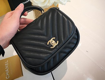Chanel Reversed Chevron Round Flap Bag thumb