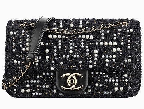 Chanel Tweed Cosmos Pearl Flap Bag thumb