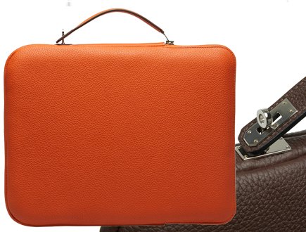 HERMES NEW Orange Crocodile Exotic Leather Men Gold iPad Tablet Laptop Case  Bag For Sale at 1stDibs