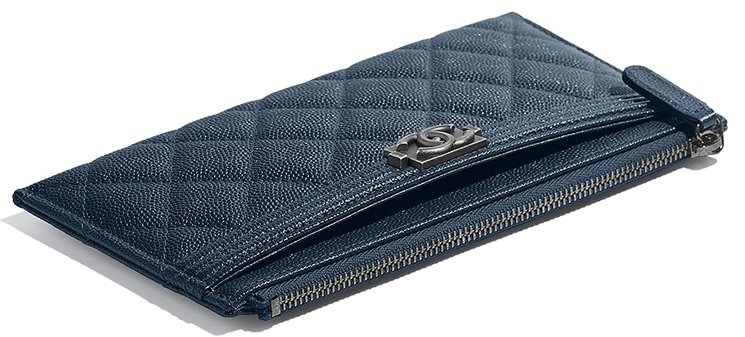 Chanel Large Boy Zip Pouch Blue Black Pre Owned – Debsluxurycloset