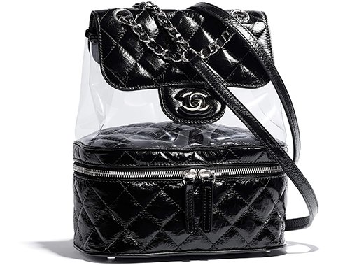 Chanel Crumpled Calfskin/PVC Aquarium Backpack Bag A57826 Black