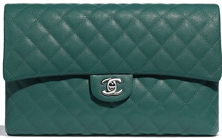 Chanel Quilting Pearl Caviar Calfskin Mini Square Classic Flap Bag Green  2018
