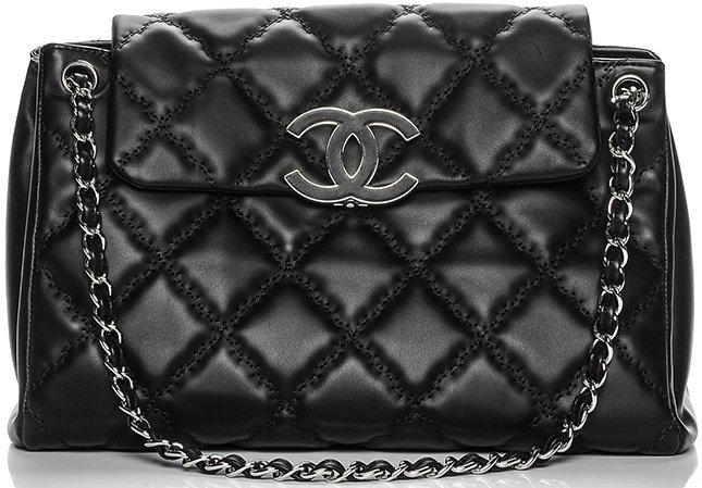 Chanel Black Chevron Quilted Glazed Leather Classic Hampton Bag - Yoogi's  Closet