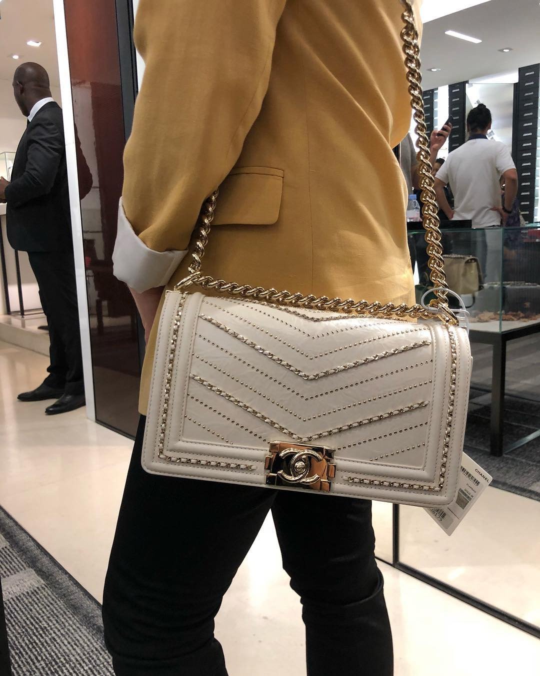 Chanel Boy Chevron Chain Sequins Bag
