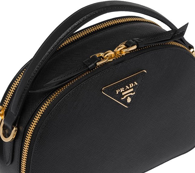 Prada Odette Heart Black in Saffiano Leather with Gold-tone - US
