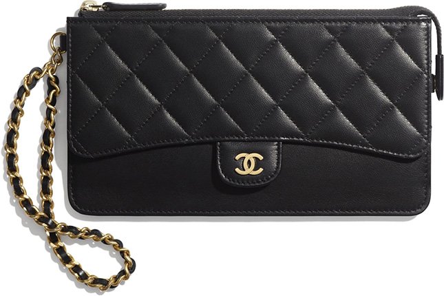 Chanel Classic Pouch with Woven Leather Strap