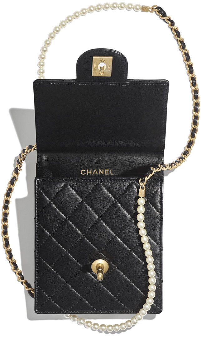 Chanel Classic Vertical Pearl Chain Mini Clutch