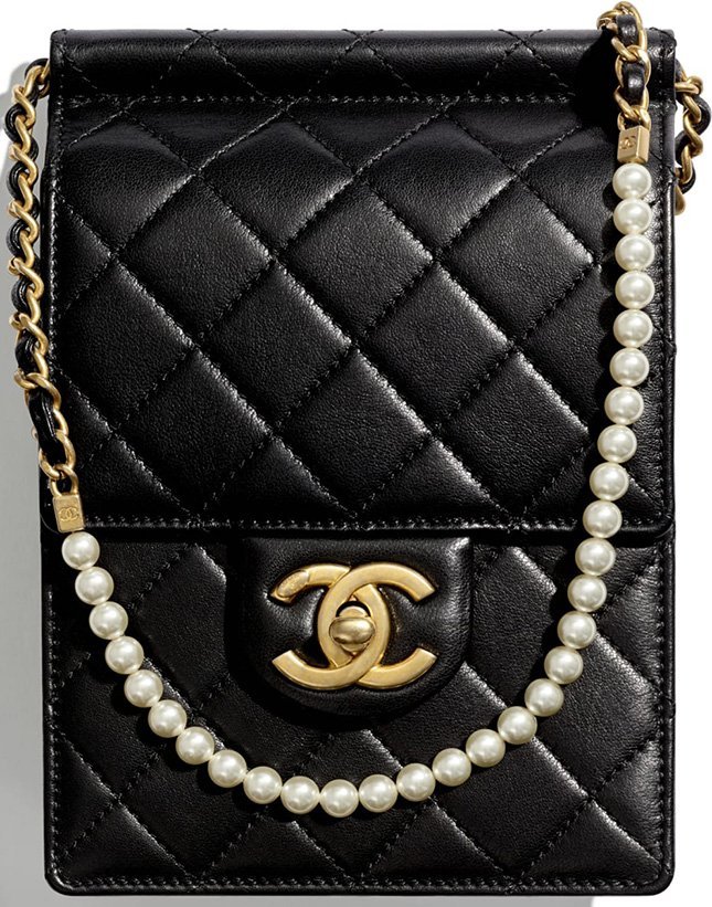 Chanel Classic Vertical Pearl Clutch With Chain
